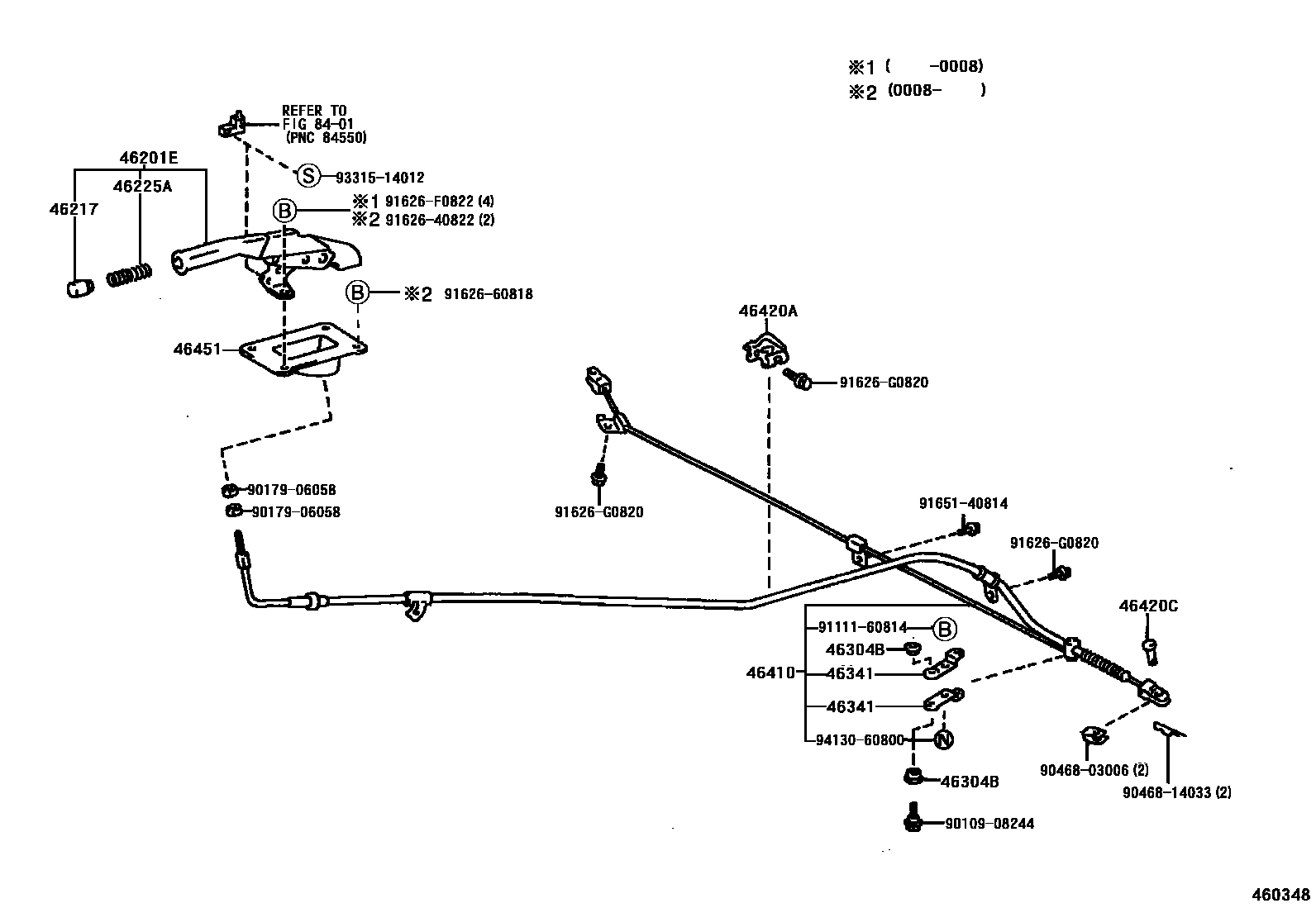 Toyota HILUX Parking Brake & Cable EPC diagram — 460348
