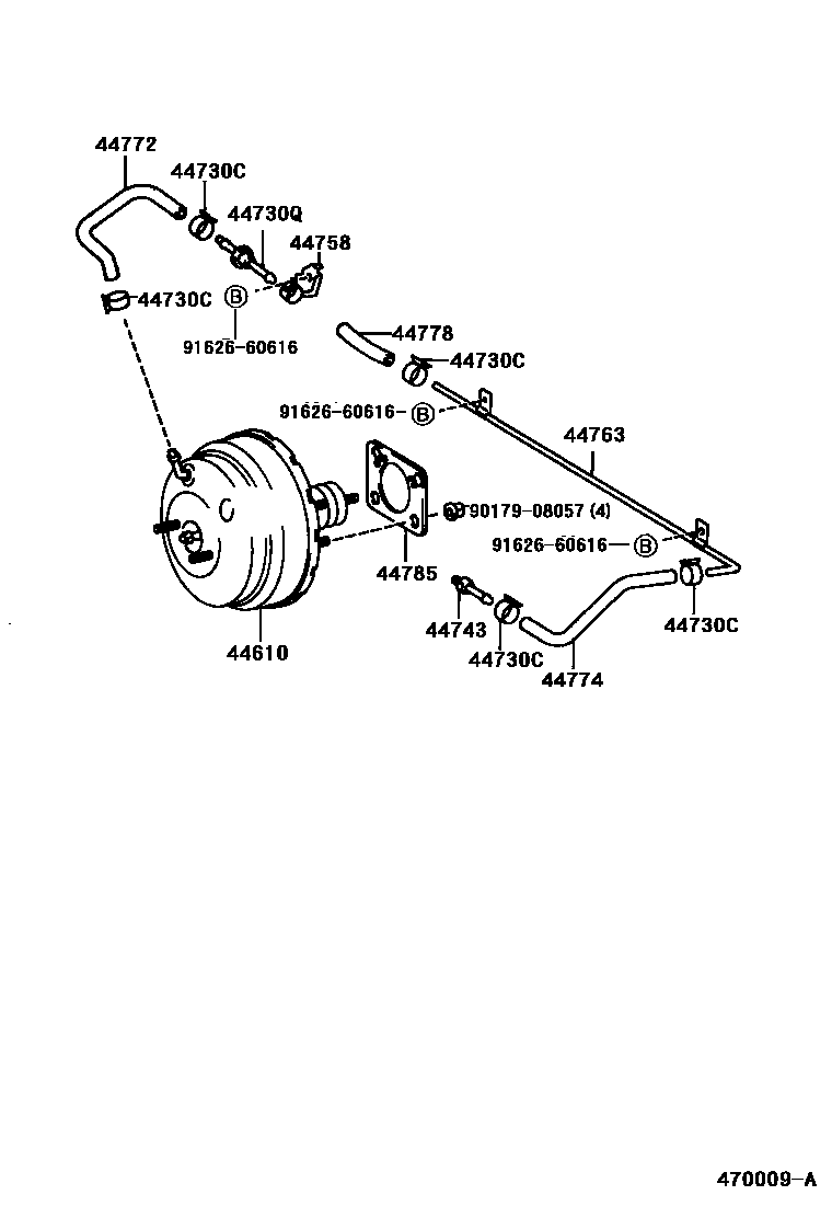 Toyota HILUX 制动助力器和真空管 EPC diagram — 470009A