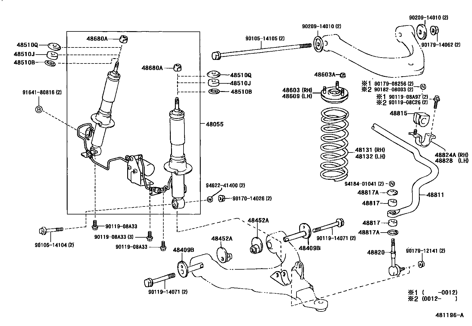 Toyota HILUX Front Spring & Shock Absorber EPC diagram — 481196A
