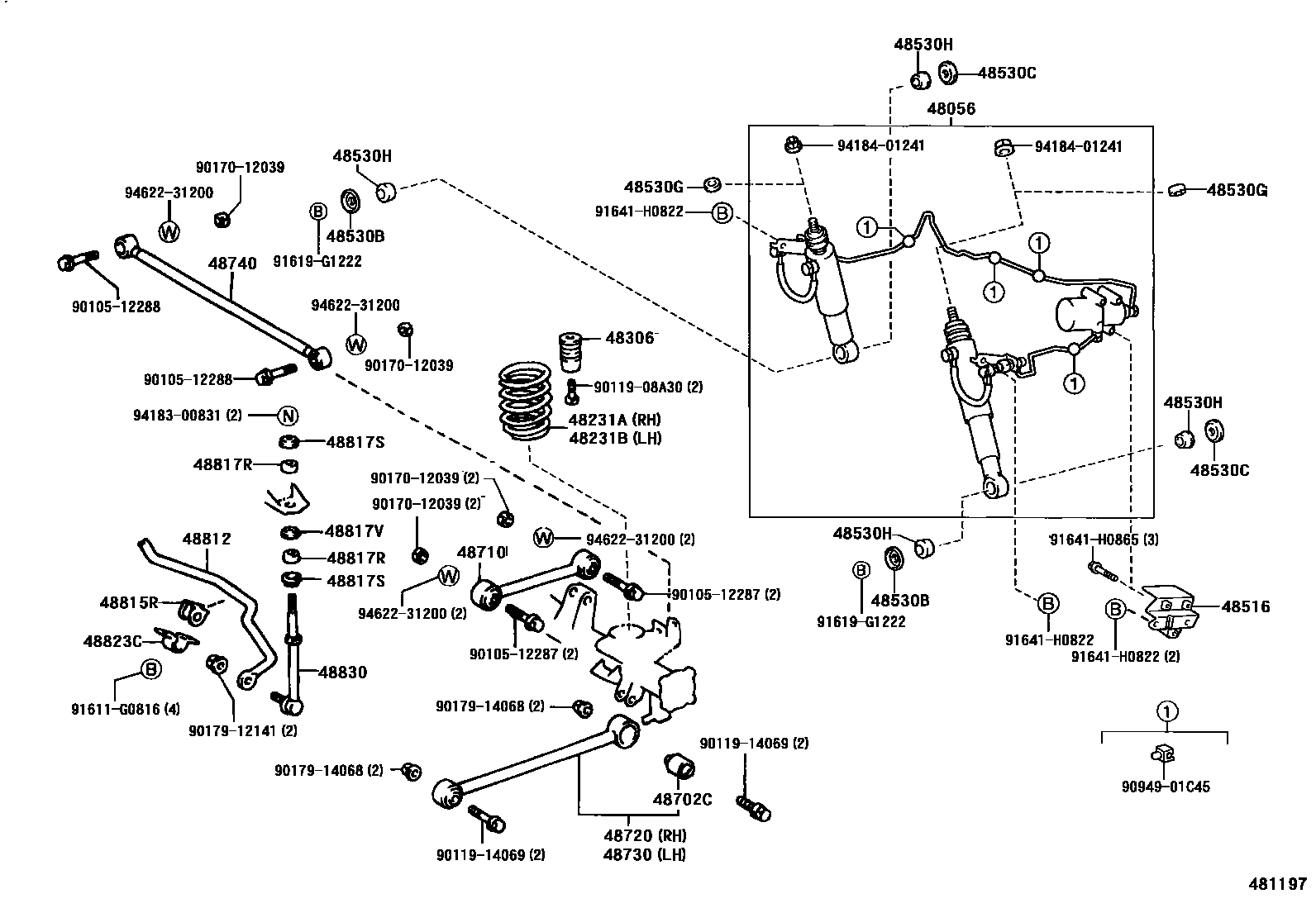 Toyota HILUX Rear Spring & Shock Absorber EPC diagram — 481197