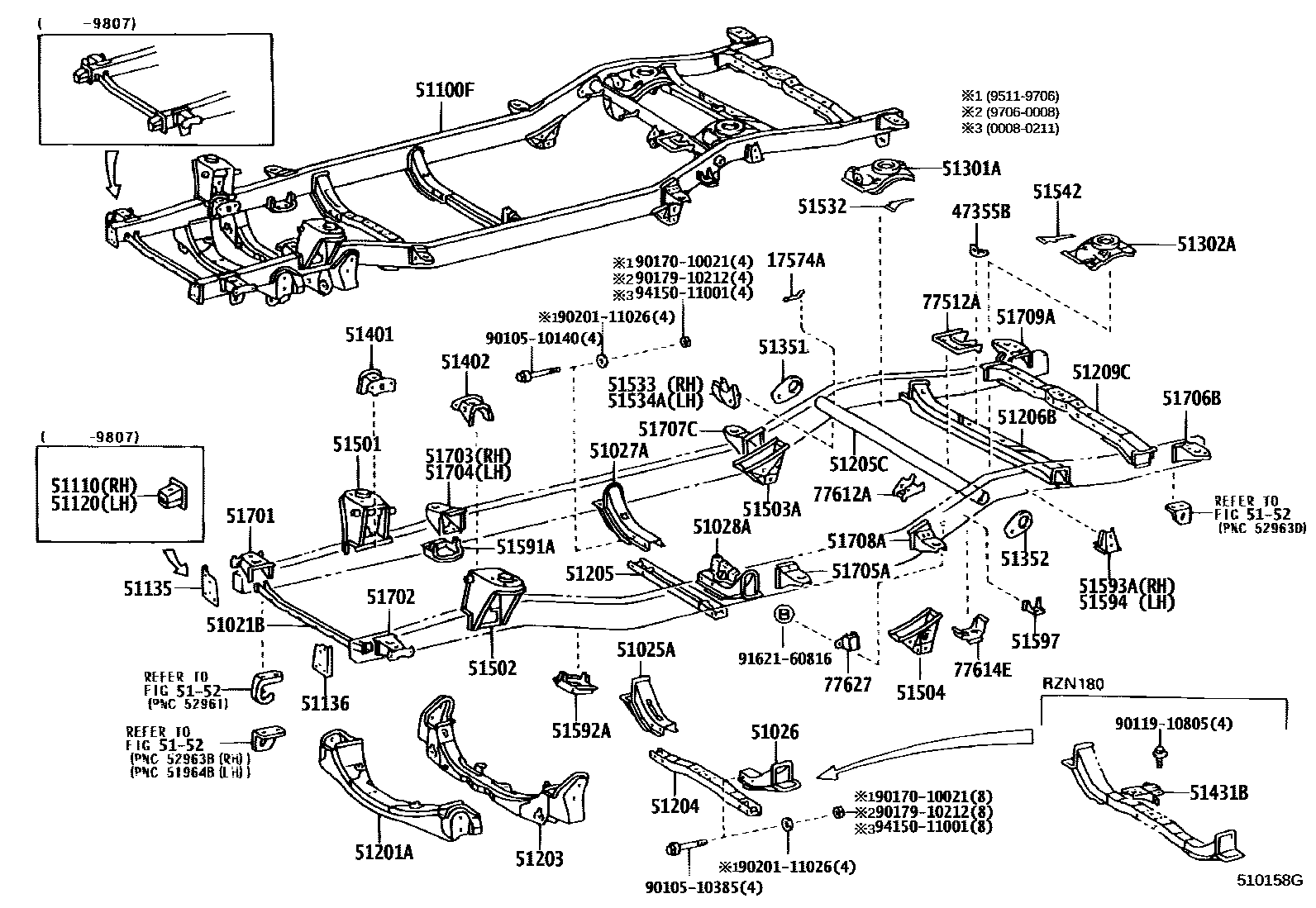 Toyota HILUX 车架 EPC diagram — 510158G