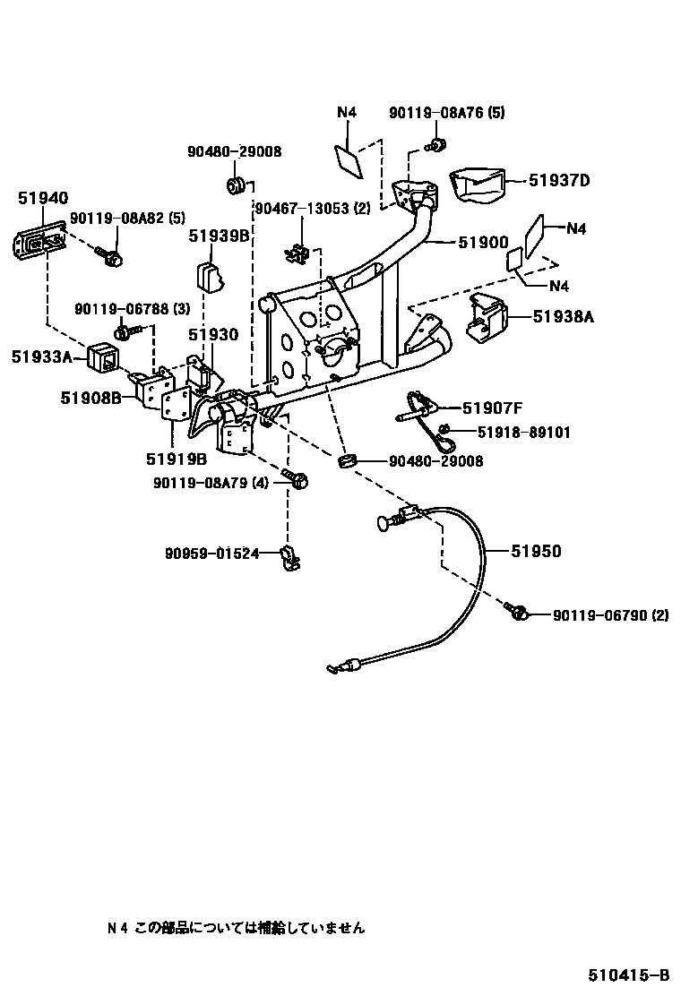 Toyota HILUX Spare tire rack EPC diagram — 510415B