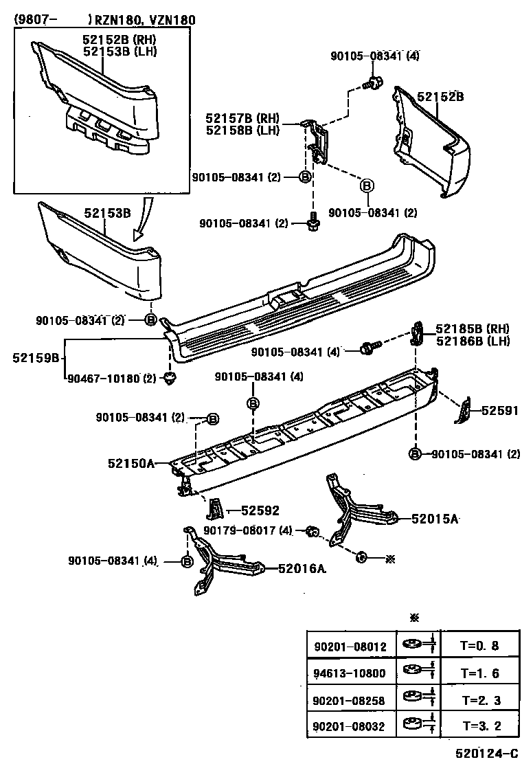 Toyota HILUX 后保险杠及附件 EPC diagram — 520124C