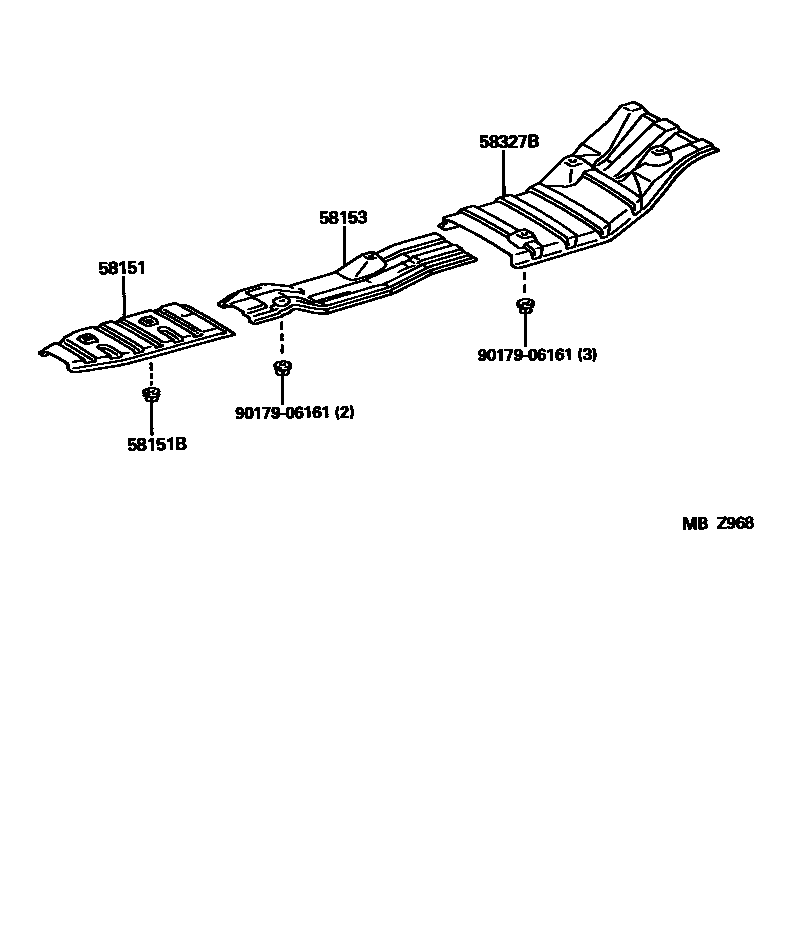 Toyota HILUX 地板隔热垫 EPC diagram — MBZ968