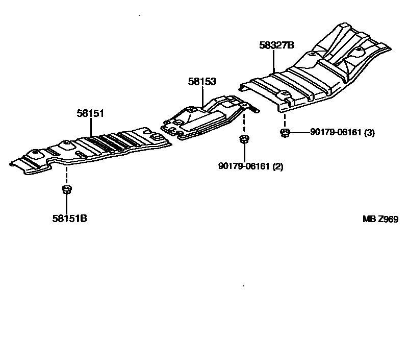 Toyota HILUX 地板隔热垫 EPC diagram — MBZ969