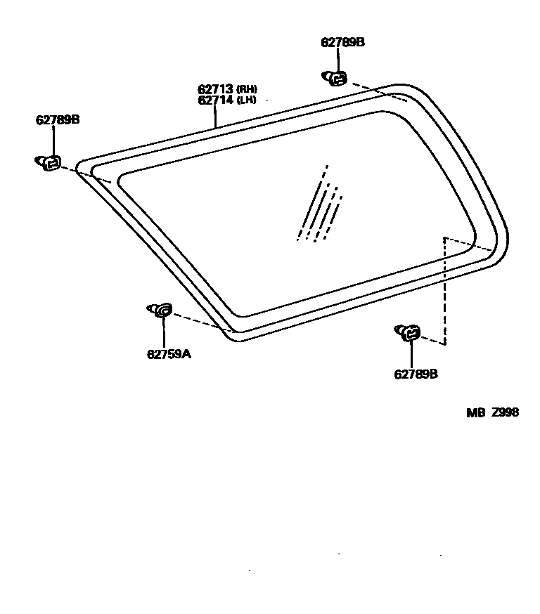 Toyota HILUX 侧窗 EPC diagram — MBZ998