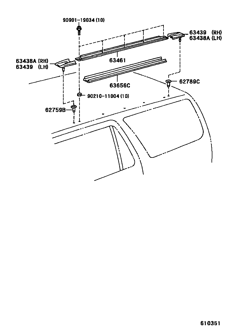 Toyota HILUX 天窗板和背板 EPC diagram — 610351