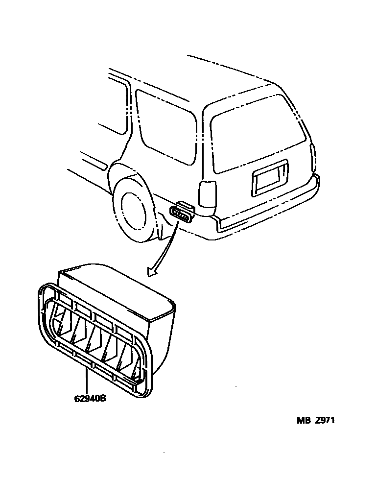 Toyota HILUX 后通风装置和车顶通风装置 EPC diagram — MBZ971