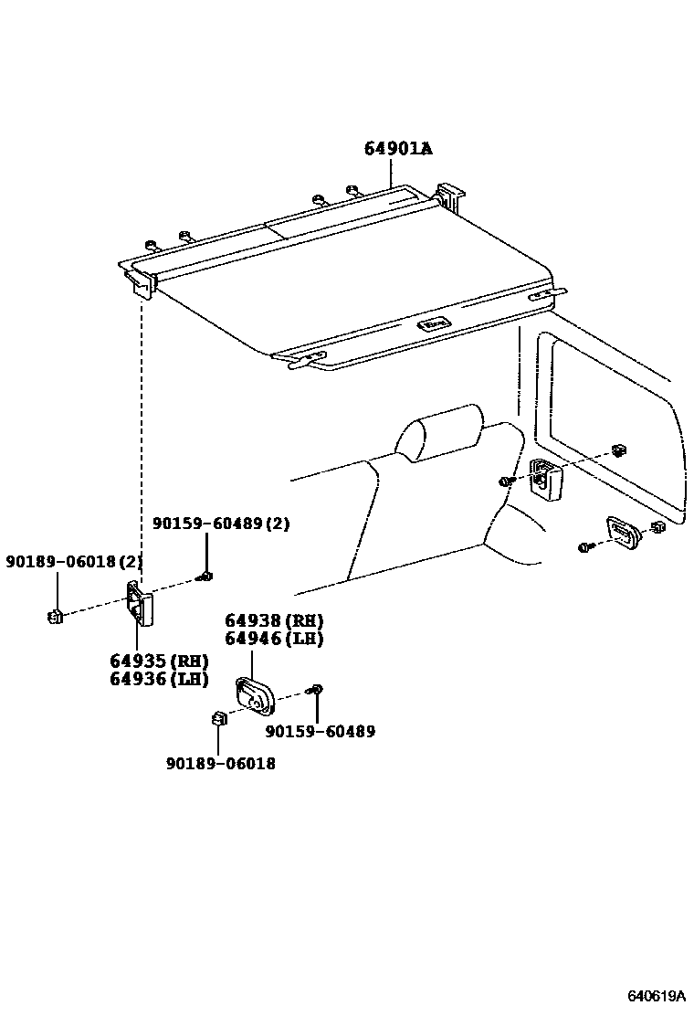 Toyota HILUX glove box panel EPC diagram — 640619A