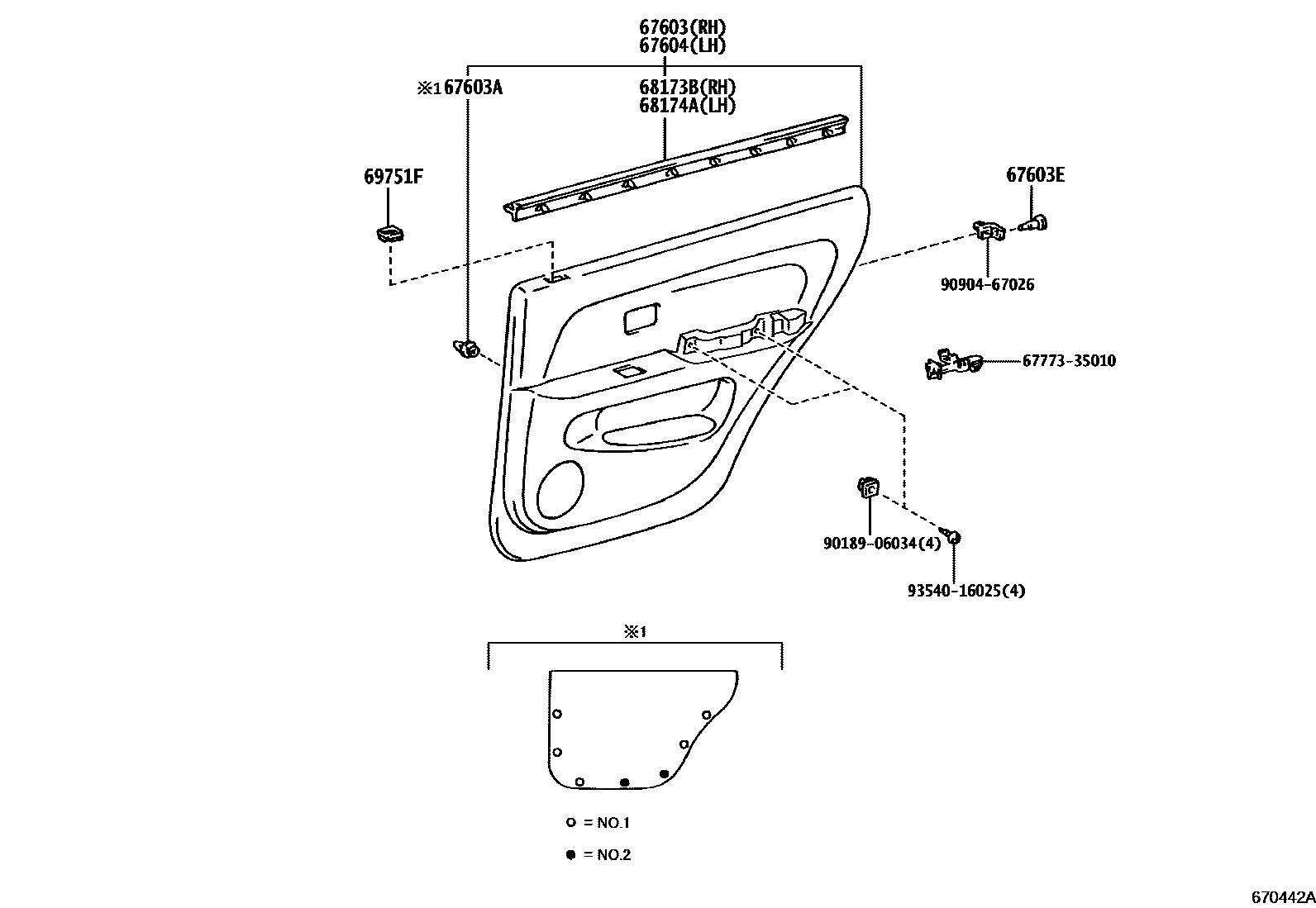 Toyota HILUX 后门板和后门玻璃 EPC diagram — 670442A