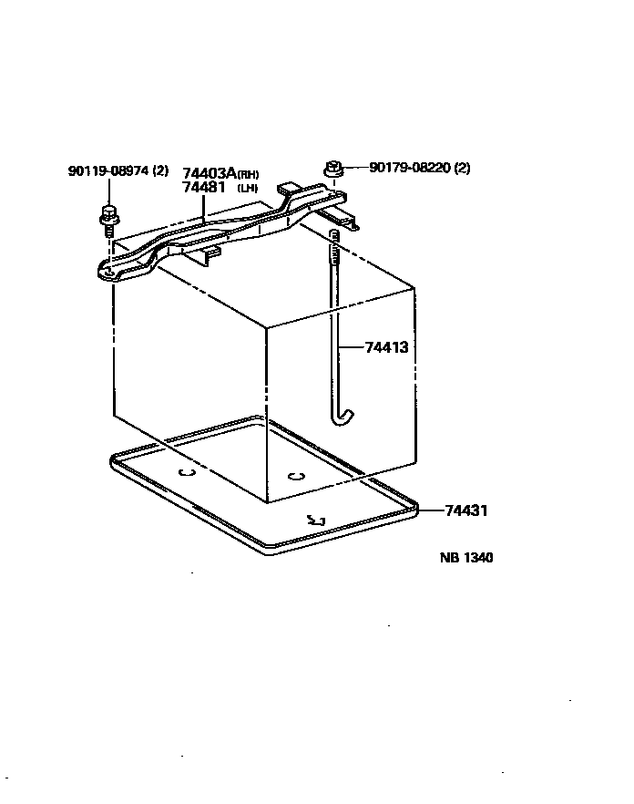 Toyota HILUX battery holder EPC diagram — NB1340
