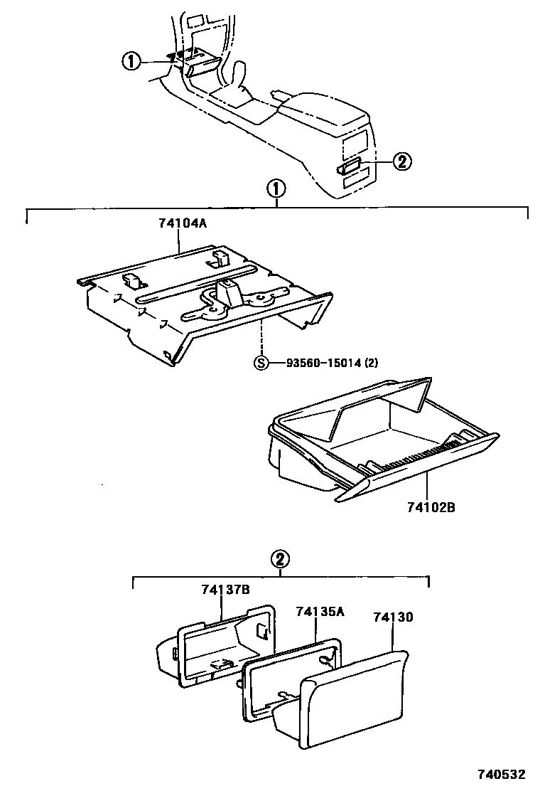 Toyota HILUX 烟灰盒 EPC diagram — 740532