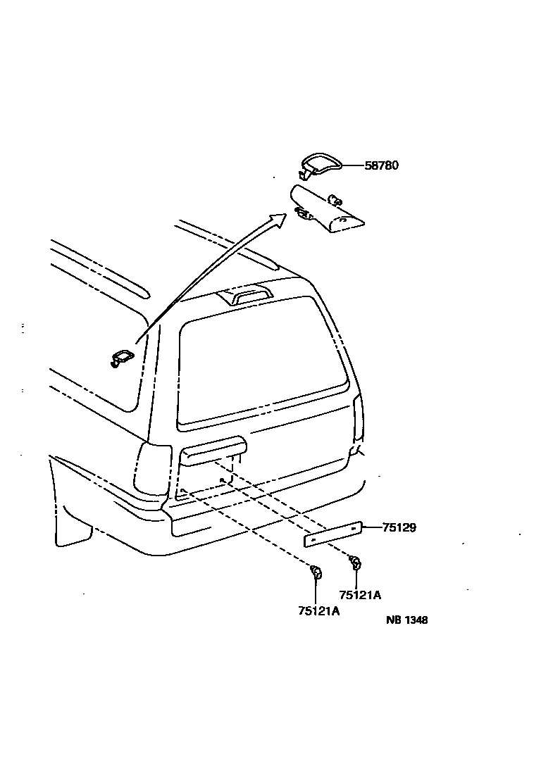 Toyota HILUX 工具箱和牌照支架 EPC diagram — NB1348