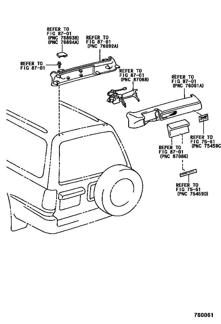 Toyota HILUX 扰流板和侧挡泥板 EPC diagram — 760061