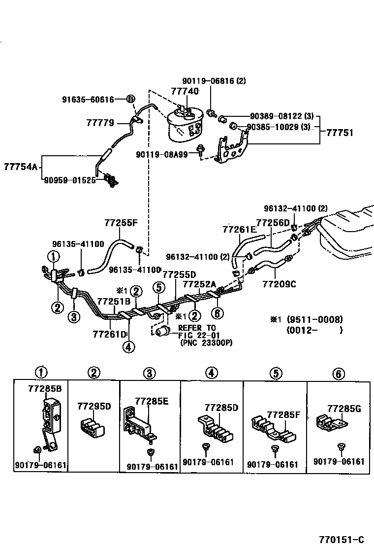 Toyota HILUX 燃油箱和燃油管 EPC diagram — 770151C