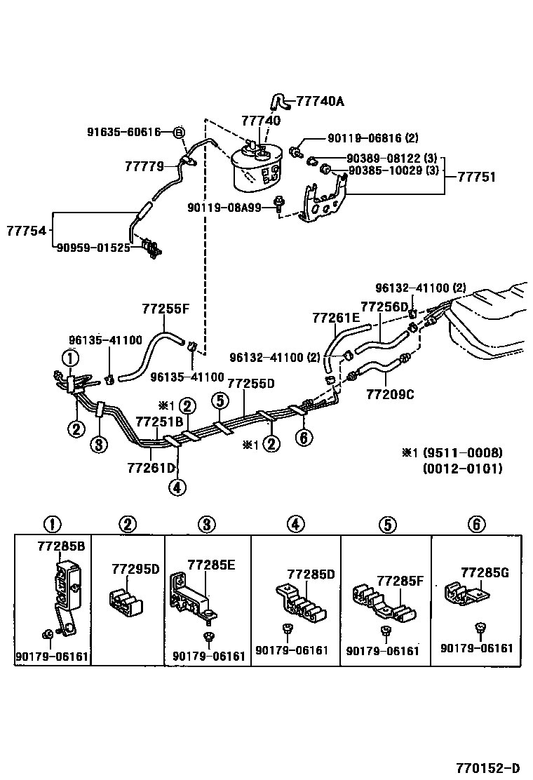 Toyota HILUX 燃油箱和燃油管 EPC diagram — 770152D
