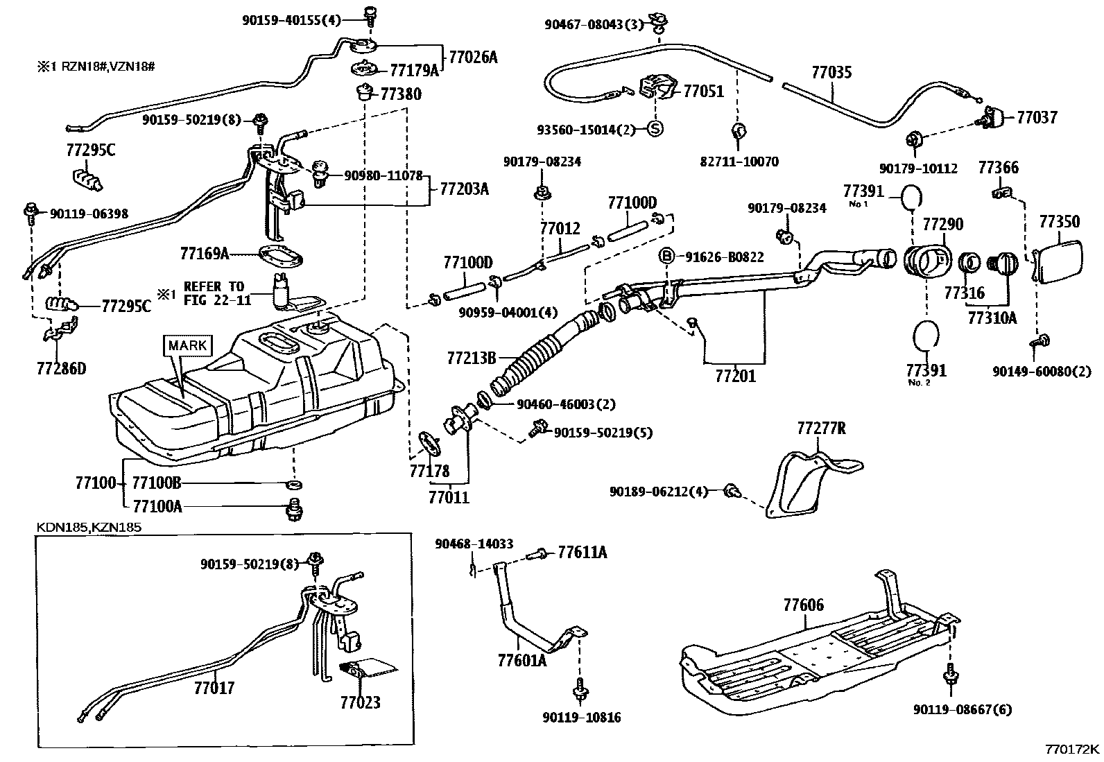 Toyota HILUX 燃油箱和燃油管 EPC diagram — 770172K