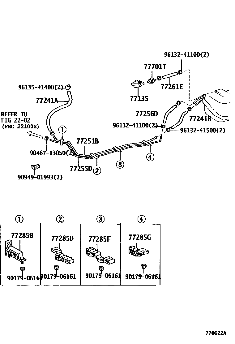 Toyota HILUX 燃油箱和燃油管 EPC diagram — 770622A