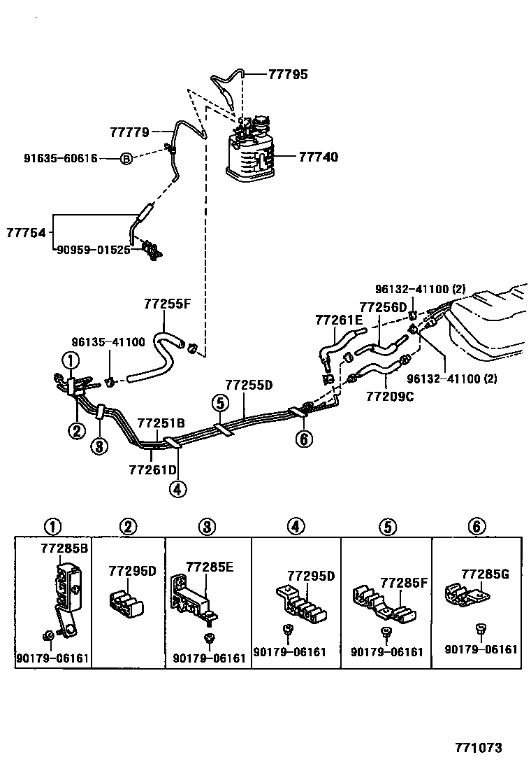Toyota HILUX 燃油箱和燃油管 EPC diagram — 771073