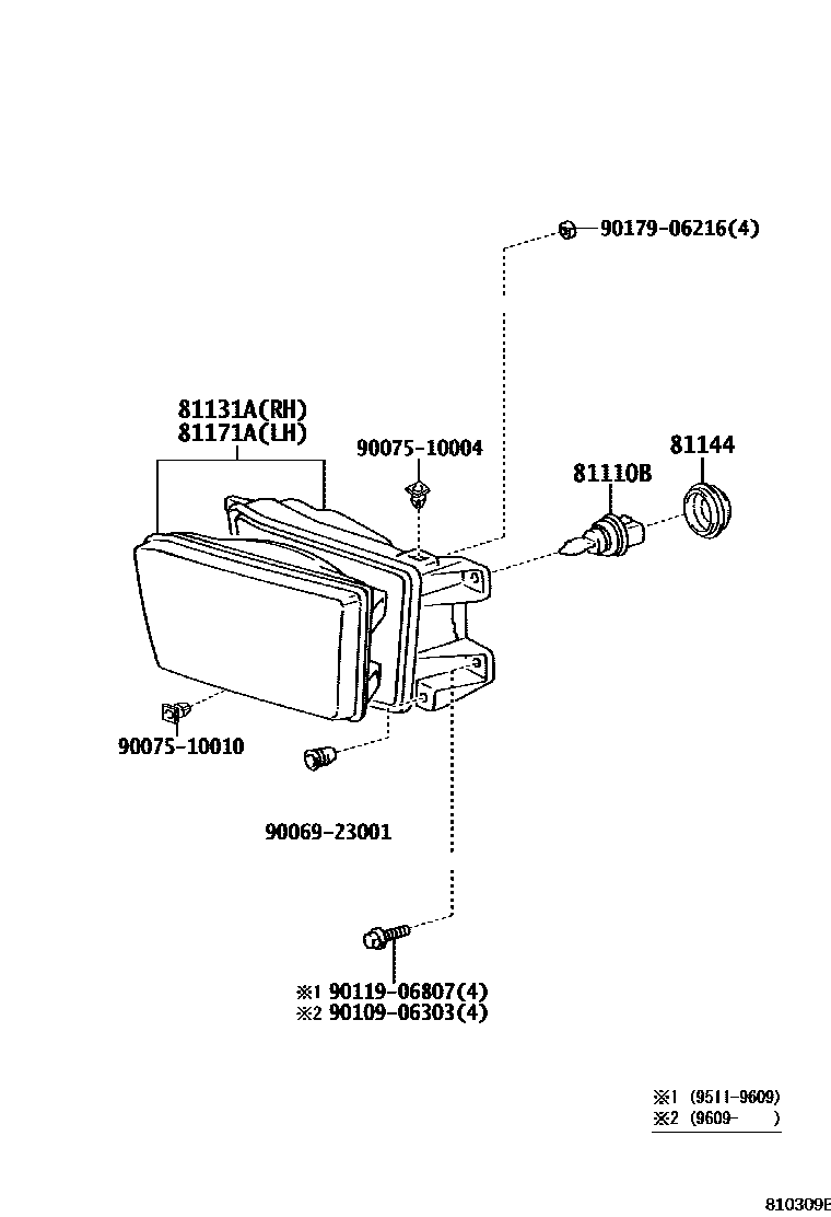 Toyota HILUX Headlamp EPC diagram — 810309B