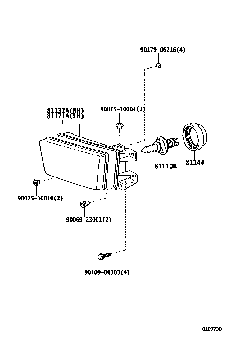 Toyota HILUX Headlamp EPC diagram — 810973B