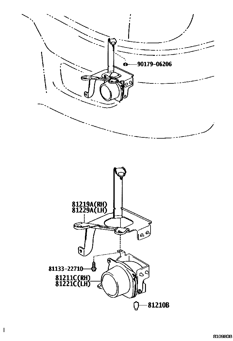 Toyota HILUX Fog Lamp EPC diagram — 810980B