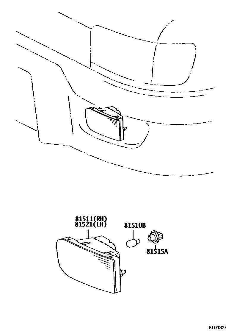Toyota HILUX 前转向灯 EPC diagram — 810982A