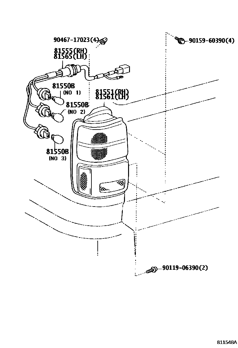 Toyota HILUX 后组合灯 EPC diagram — 811548A