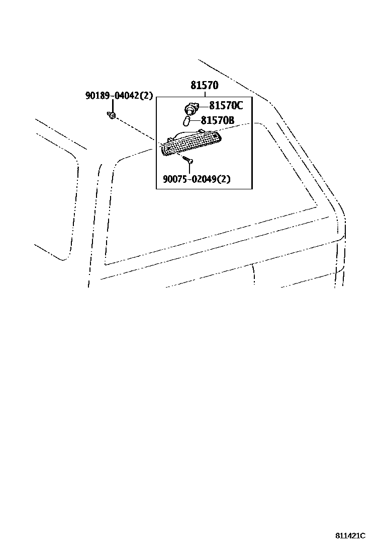 Toyota HILUX 高位刹车灯 EPC diagram — 811421C