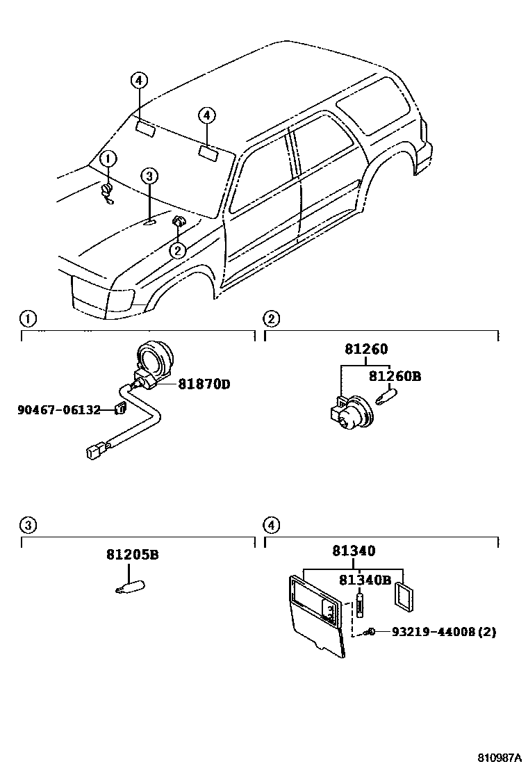 Toyota HILUX 车内灯 EPC diagram — 810987A