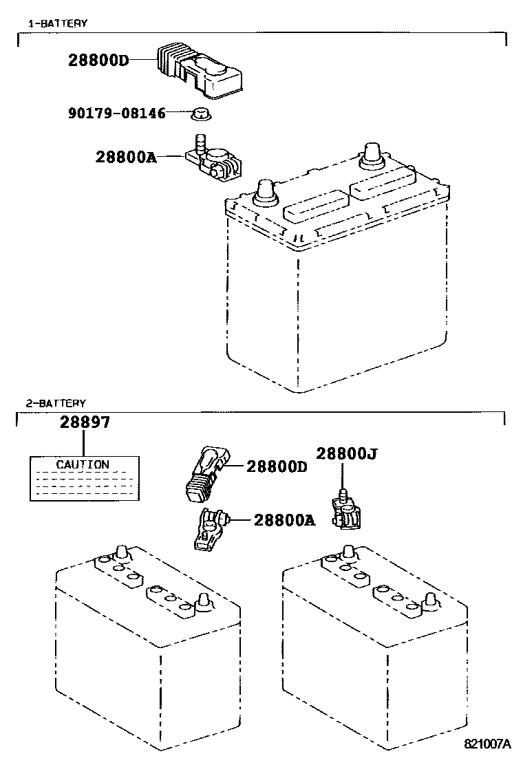 Toyota HILUX 蓄电池和蓄电池电缆 EPC diagram — 821007A