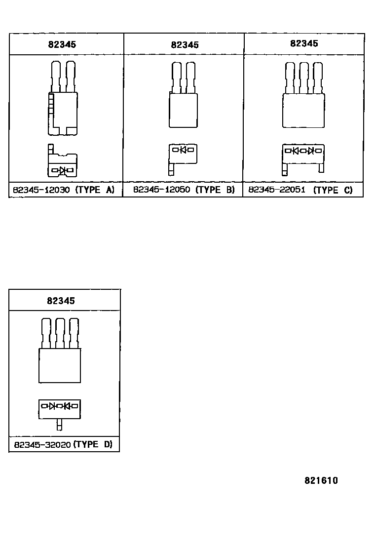 Toyota HILUX 线束和卡夹 EPC diagram — 821610