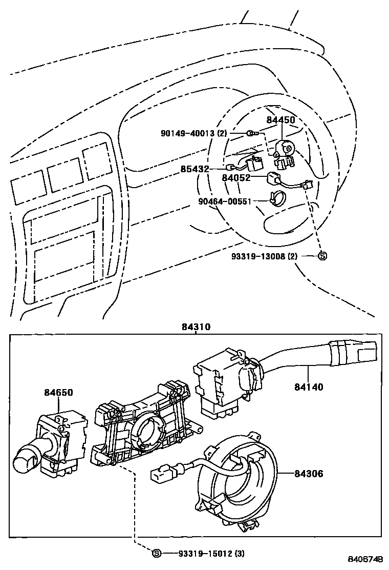 Toyota HILUX 开关和继电器和ECU EPC diagram — 840674C