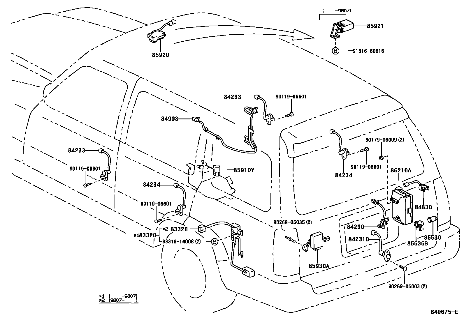 Toyota HILUX 开关和继电器和ECU EPC diagram — 840675E