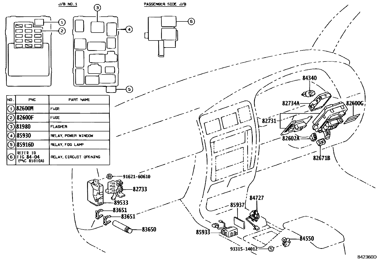 Toyota HILUX 开关和继电器和ECU EPC diagram — 842360D