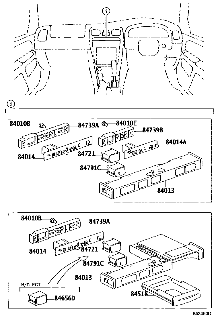 Toyota HILUX 开关和继电器和ECU EPC diagram — 842460D