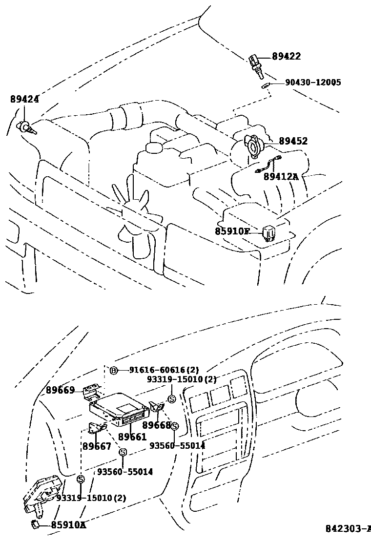 Toyota HILUX 电子燃油喷射系统 EPC diagram — 842303A