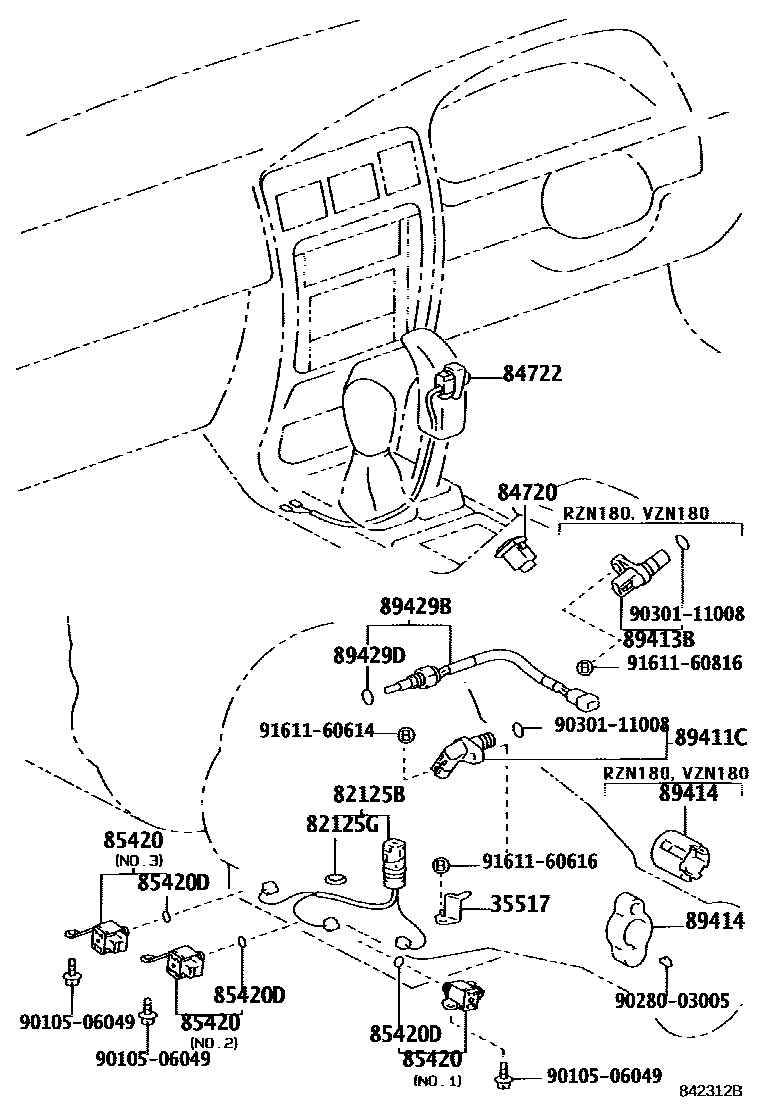 Toyota HILUX 超速档和电子控制变速器 EPC diagram — 842312B