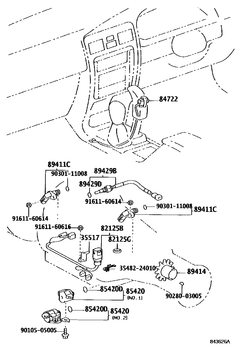 Toyota HILUX 超速档和电子控制变速器 EPC diagram — 843626A