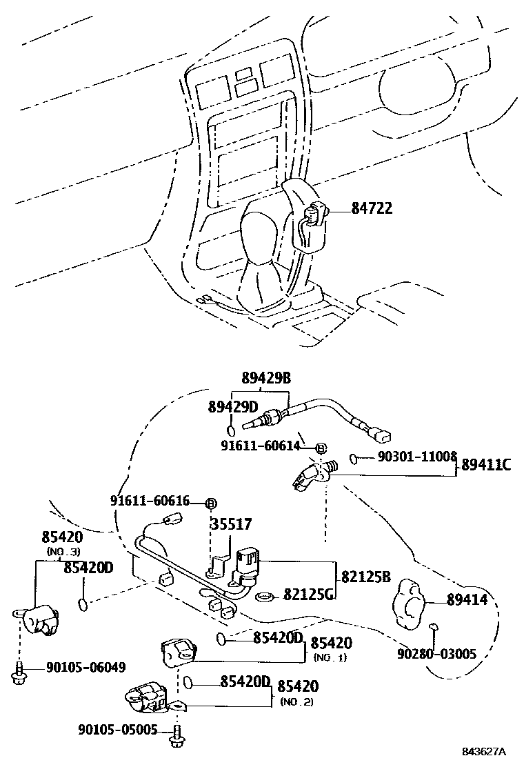 Toyota HILUX 超速档和电子控制变速器 EPC diagram — 843627A