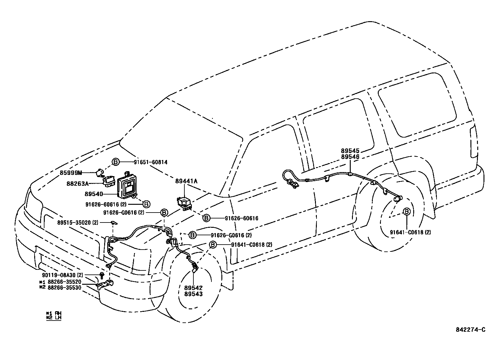 Toyota HILUX ABS 和 VSC EPC diagram — 842274C
