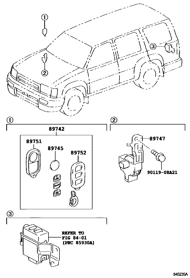 Toyota HILUX 遥控门锁 EPC diagram — 845235A