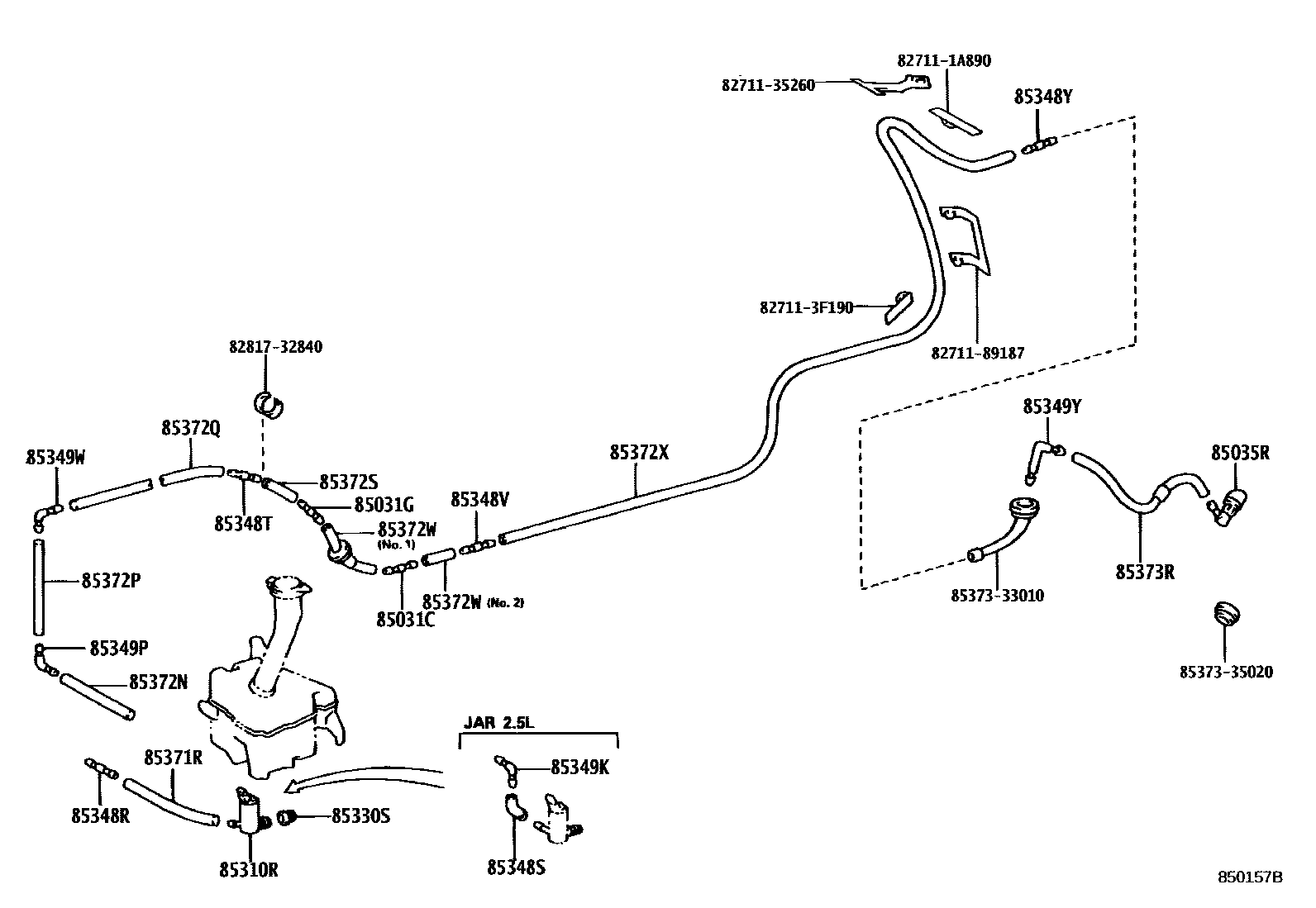 Toyota HILUX 后清洗器 EPC diagram — 850157B