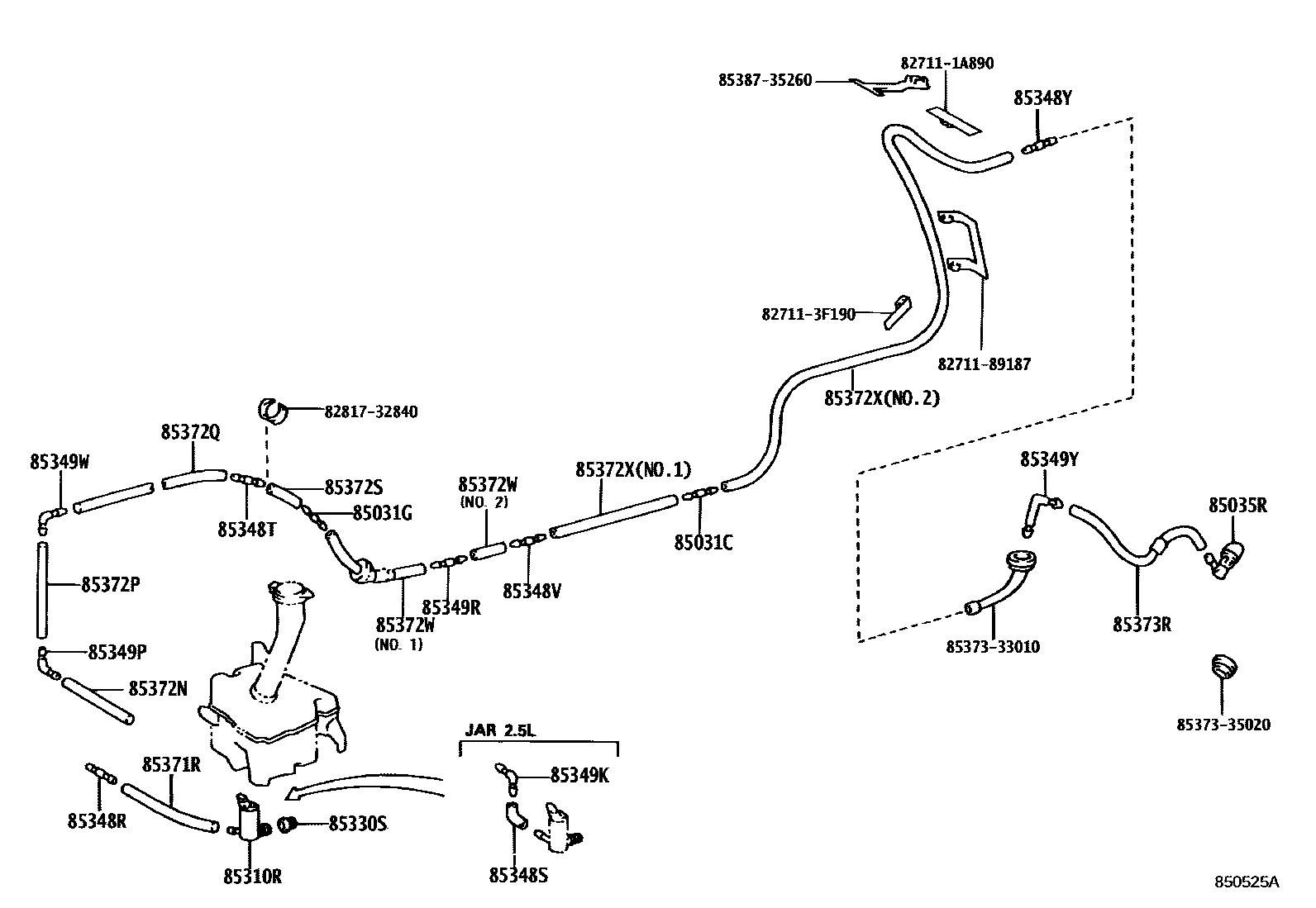 Toyota HILUX 后清洗器 EPC diagram — 850525A