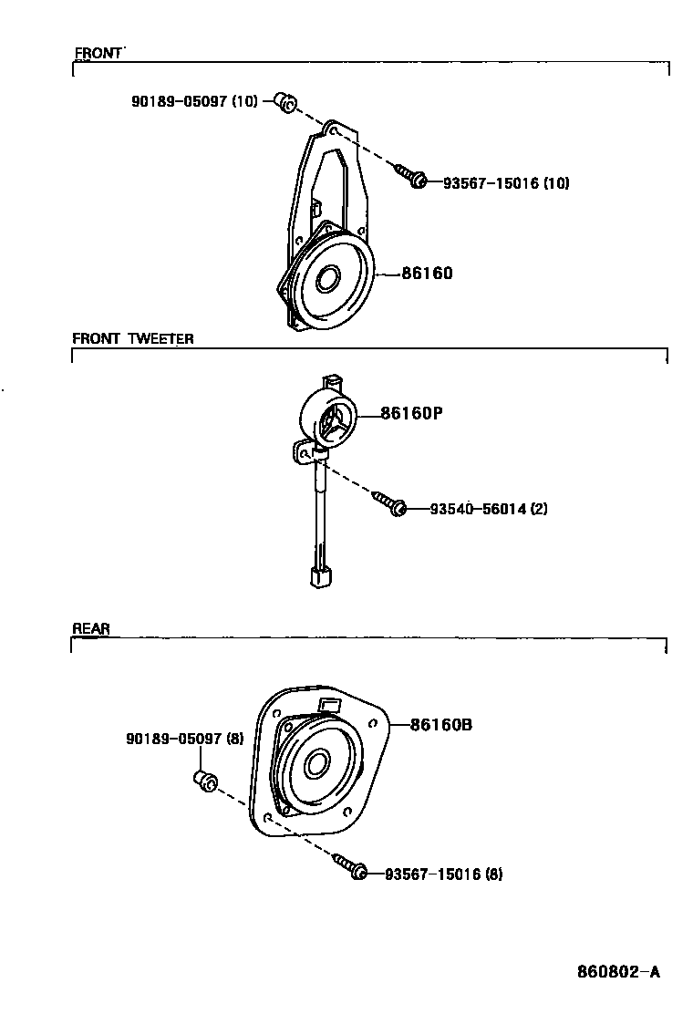 Toyota HILUX 扬声器 EPC diagram — 860802A