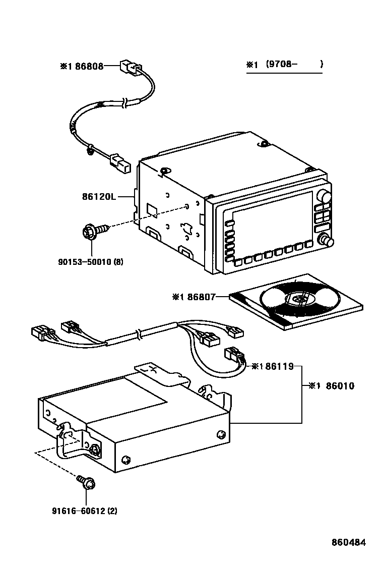Toyota HILUX 导航和前监视器显示屏 EPC diagram — 860484