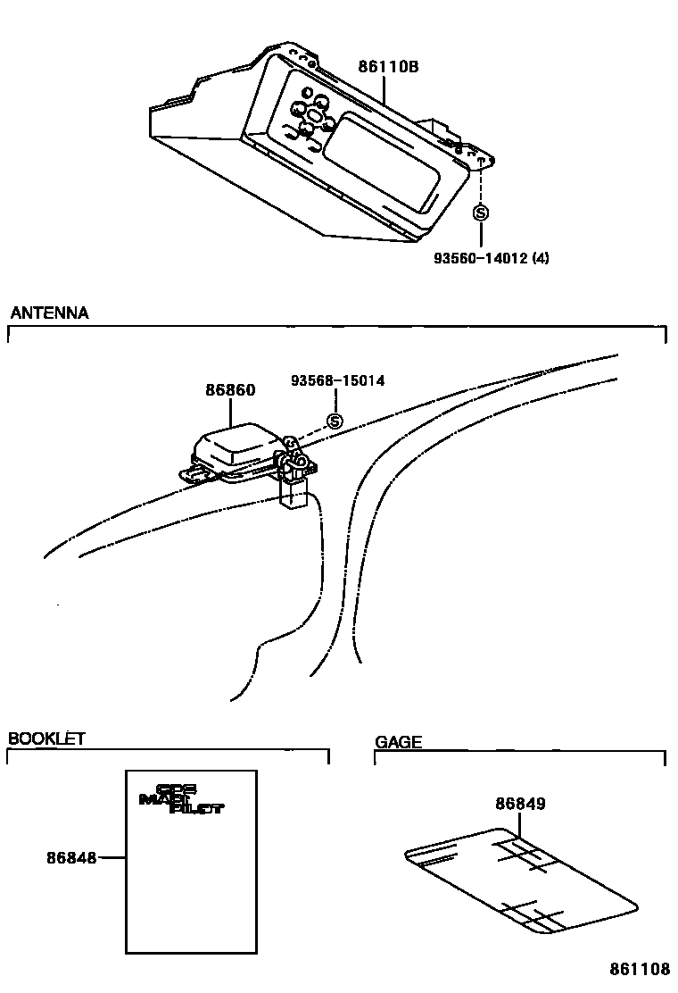 Toyota HILUX 导航和前监视器显示屏 EPC diagram — 861108