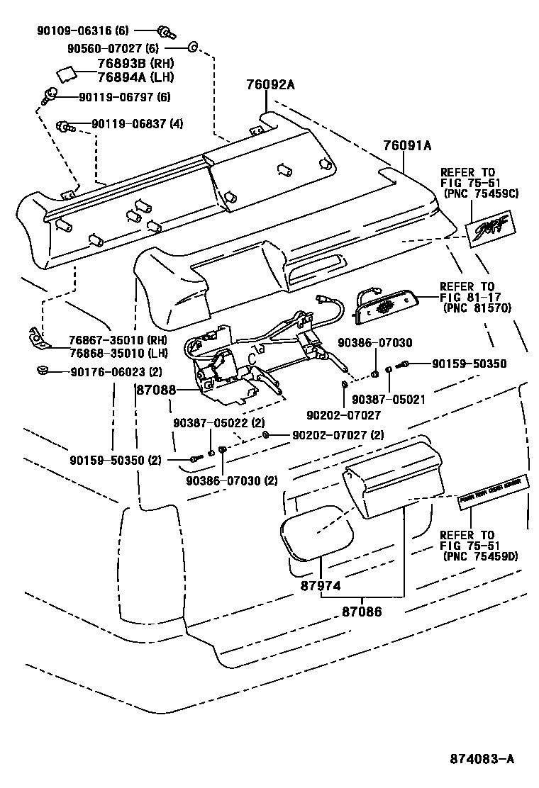 Toyota HILUX 后视镜 EPC diagram — 874083A