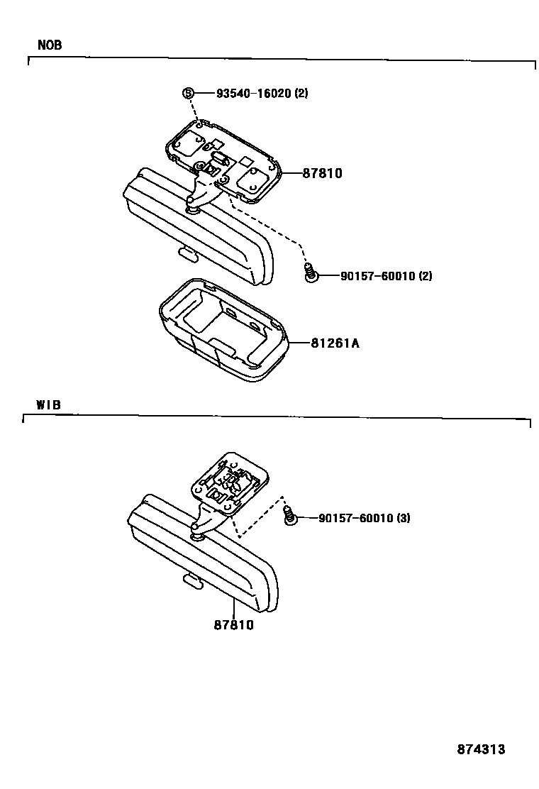 Toyota HILUX 后视镜 EPC diagram — 874313