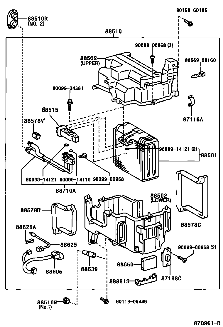 Toyota HILUX 暖风和空调系统 - 冷却器组件 EPC diagram — 870961B